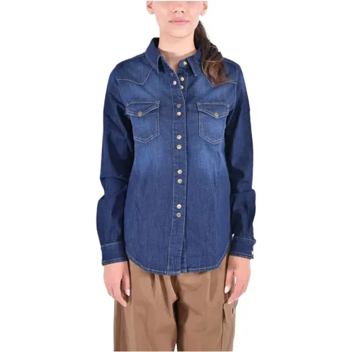 Carolina 19 Twill Jeans Shirt , female, Sizes: 2XS, XS - pinko - Modalova