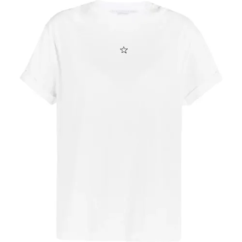 T-Shirt mit hochgekrempeltem Ärmel , Damen, Größe: 2XS - Stella Mccartney - Modalova