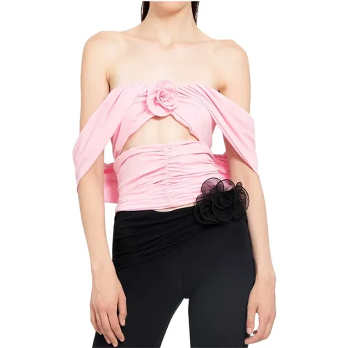 Rosa Geraffte Off-Shoulder Bluse , Damen, Größe: M - Magda Butrym - Modalova