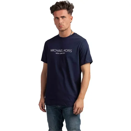 Modernes T-Shirt Dunkelblau , Herren, Größe: XS - Michael Kors - Modalova