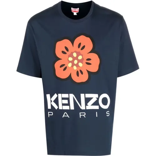 Blau Blumiges T-Shirt für Kinder , Herren, Größe: 2XL - Kenzo - Modalova