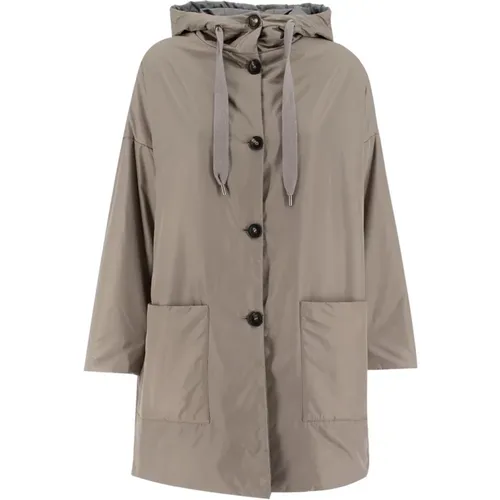 Womens Clothing Jacket Coats Taupe/d.grey/taupe Aw23 , female, Sizes: S, XS - Le Tricot Perugia - Modalova