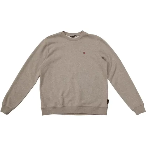 Grau Melange Casual Sweatshirt , Herren, Größe: L - Napapijri - Modalova