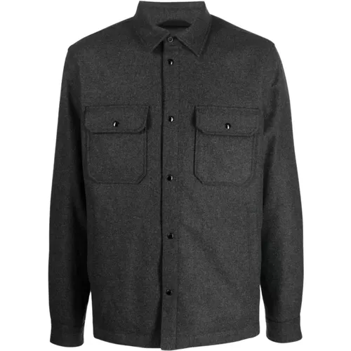 Anthracite Long Sleeve Shirt , male, Sizes: L - Woolrich - Modalova