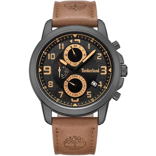 Braune Lederuhr Quarz Analog Grau - Timberland - Modalova