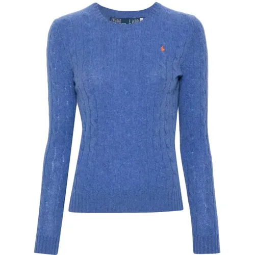 Blauer Crewneck Sweater mit Pony-Stickerei , Damen, Größe: M - Polo Ralph Lauren - Modalova