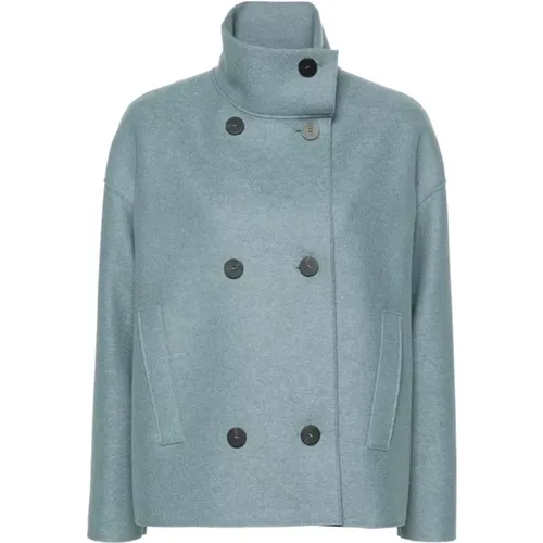 Cropped Funnel Jacke Mineral Grey , Damen, Größe: XS - Harris Wharf London - Modalova