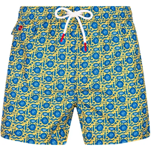 Fish Pattern Swim Shorts , male, Sizes: M, L, 2XL - Kiton - Modalova