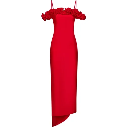 Rotes Blumen Gerafftes Kleid - Coperni - Modalova