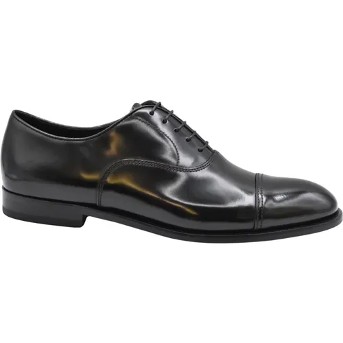 Schwarze Leder Oxford Cap Toe Schuhe , Herren, Größe: 45 EU - Doucal's - Modalova