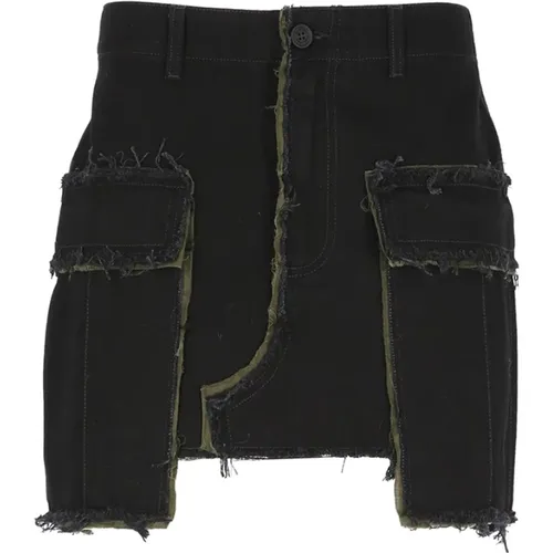 Cotton Mini Skirt with Asymmetric Hem , female, Sizes: S - Heron Preston - Modalova