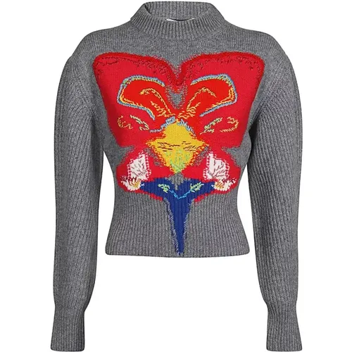 Woll-Crew-Neck-Sweater mit Intarsia - alexander mcqueen - Modalova