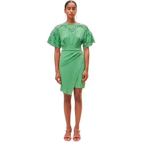 Embroidered Backless Cross-Effect Linen Dress , female, Sizes: S, M - Suncoo - Modalova