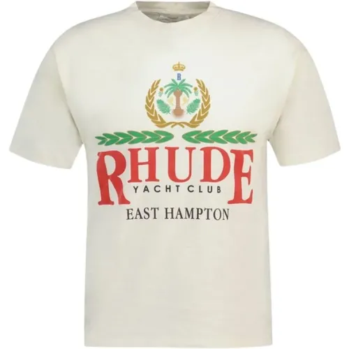 Weißes East Hampton Crest T-Shirt - Baumwolle , Herren, Größe: S - Rhude - Modalova