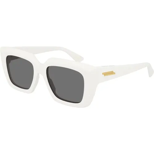 Weiße/Graue Sonnenbrille , Damen, Größe: 52 MM - Bottega Veneta - Modalova
