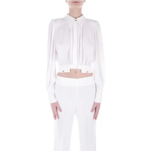 Ivory Button-Up Shirt , female, Sizes: S, L, M - Elisabetta Franchi - Modalova