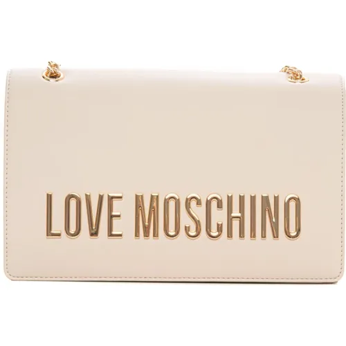 Schultertasche mit Logo und verdeckter Knopfleiste - Love Moschino - Modalova