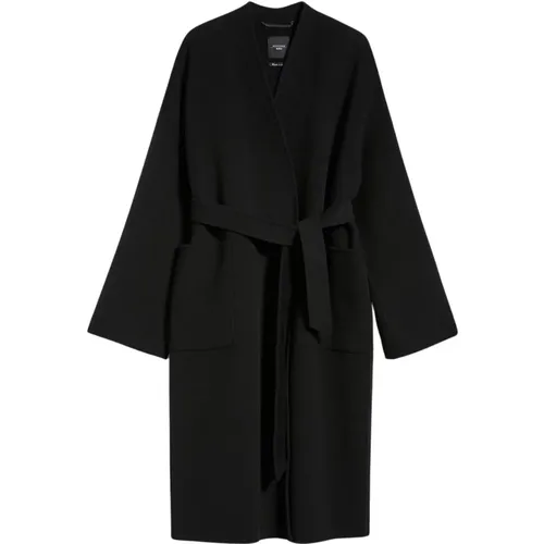 Double Wool Coat with Mandarin Collar , female, Sizes: 2XS - Max Mara - Modalova