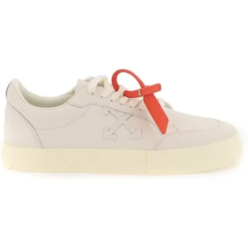 Niedrige Vulkanisierte Ledersneakers , Damen, Größe: 36 EU - Off White - Modalova