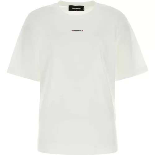 Klassisches Weißes Baumwoll-T-Shirt , Damen, Größe: S - Dsquared2 - Modalova