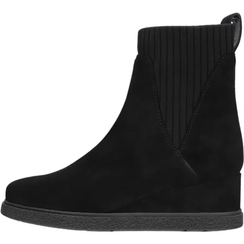 Schwarze Wildleder Keil Stiefeletten , Damen, Größe: 35 EU - Unisa - Modalova