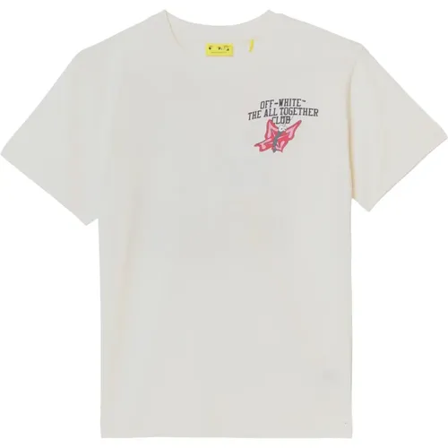 Kurzarm Rundhals T-Shirt Off White - Off White - Modalova