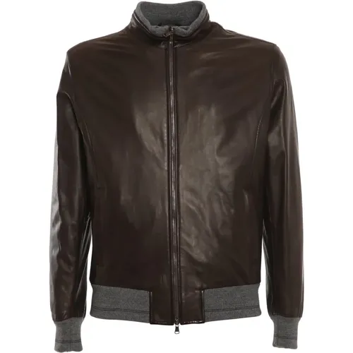 Leather Jacket , male, Sizes: S, L - Barba Napoli - Modalova