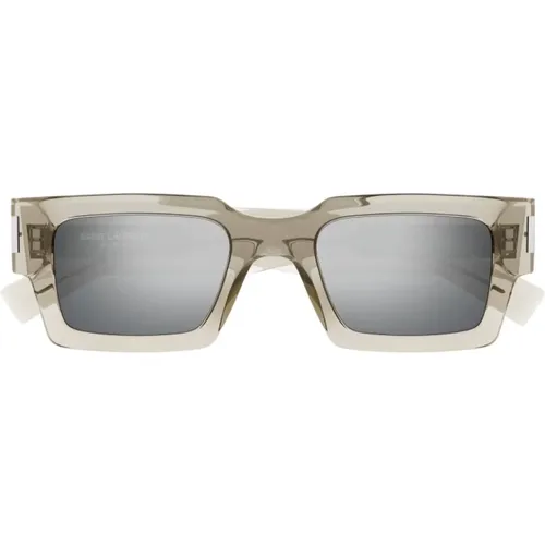 Square Acetate Sunglasses with Mirror Lenses , unisex, Sizes: 50 MM - Saint Laurent - Modalova