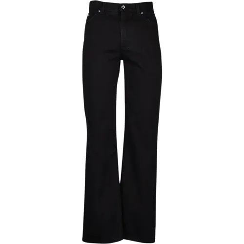 High-waisted denim jeans with metal logo , female, Sizes: S, XS, 2XS - Dolce & Gabbana - Modalova