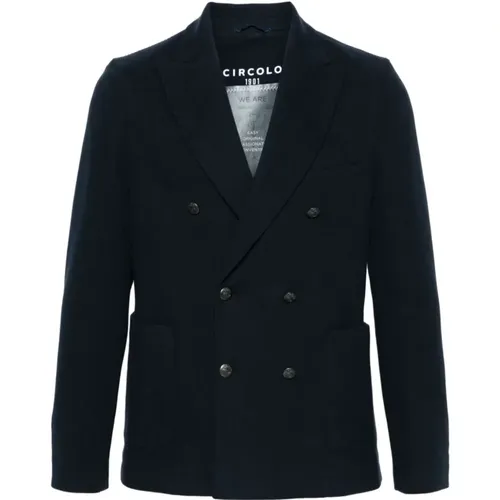 Blauer Doppelreihiger Blazer , Herren, Größe: 2XL - Circolo 1901 - Modalova