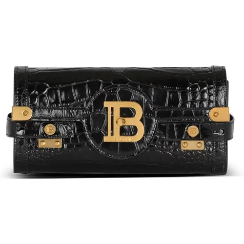 B-Buzz Pouch 23 leather clutch , female, Sizes: ONE SIZE - Balmain - Modalova