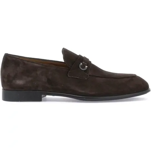 Suede Loafers with Gancini Detail , male, Sizes: 8 UK, 6 UK, 7 UK - Salvatore Ferragamo - Modalova