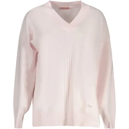 Rosa Baumwollpullover , Damen, Größe: M - Guess - Modalova