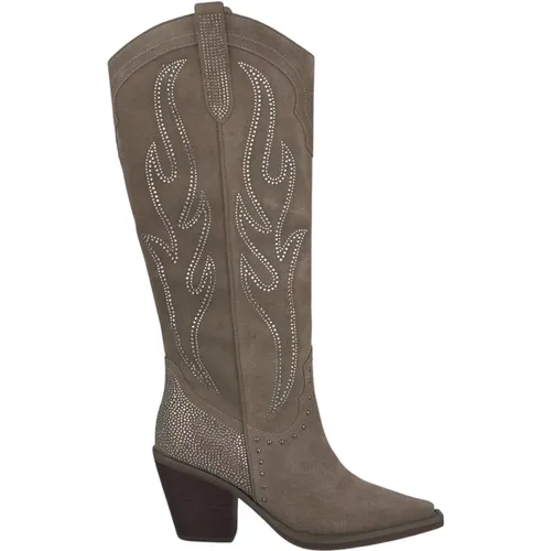 Studded Leather Cowboy Boots , female, Sizes: 7 UK, 3 UK, 4 UK - Alma en Pena - Modalova