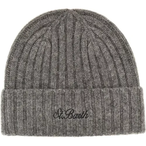 Classic Ribbed Wool Beanie with Embroidery , unisex, Sizes: ONE SIZE - MC2 Saint Barth - Modalova