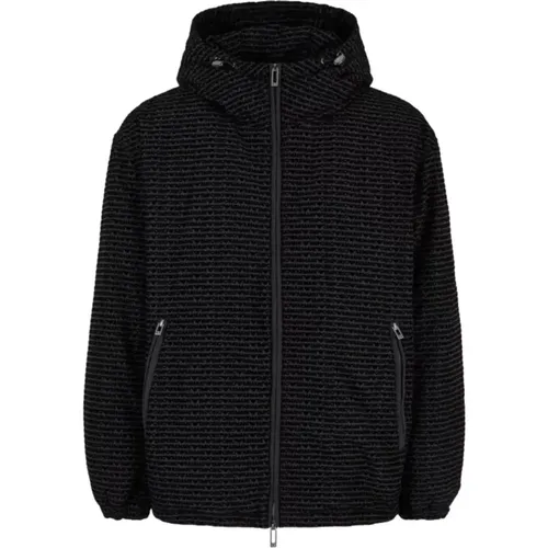 Schwarze Logo Lettering Blouson Jacke , Herren, Größe: M - Emporio Armani - Modalova