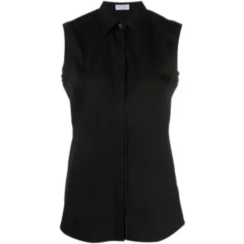 Monille Sleeveless Shirt for Elegant Wardrobe , female, Sizes: L - BRUNELLO CUCINELLI - Modalova