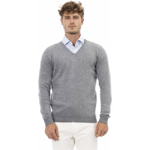 V-Ausschnitt Langarm Pullover Regular Fit , Herren, Größe: XL - Alpha Studio - Modalova