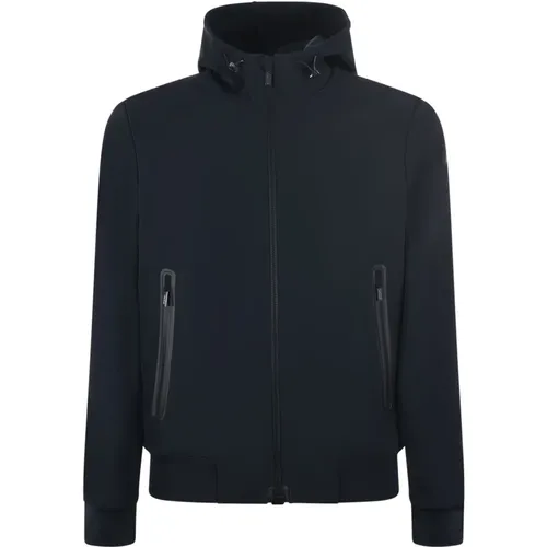 Dunkelblaue Stretch Technische Jacke mit Kapuze , Herren, Größe: L - RRD - Modalova