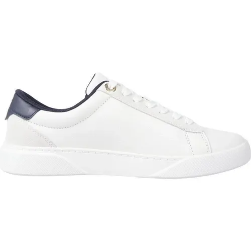 Cream Leather Sneakers Athleisure Style , female, Sizes: 4 UK, 6 UK, 8 UK, 5 UK, 3 UK, 7 UK - Tommy Hilfiger - Modalova