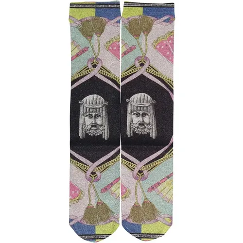 Socken mit All-Over-Print , Damen, Größe: L - Versace - Modalova