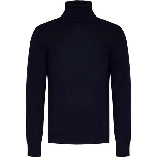 Cashmere Sweater with Micro Eagle Embroidery , male, Sizes: M, S, XL, L - Emporio Armani - Modalova