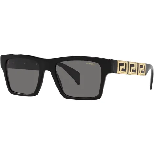 Schwarze/Graue Sonnenbrille , Herren, Größe: 54 MM - Versace - Modalova