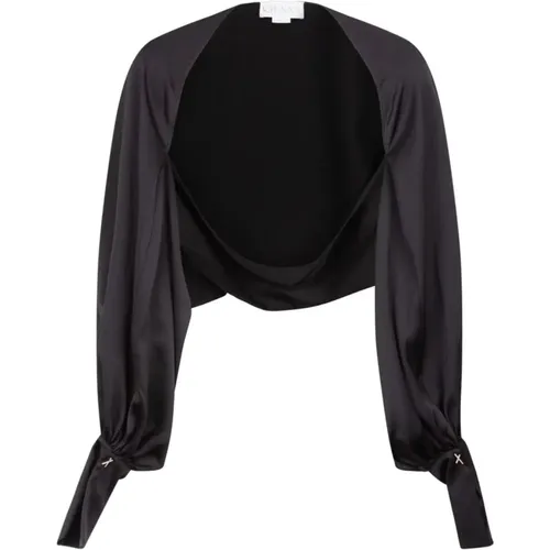 Schwarze Glänzende Bolero Jacke , Damen, Größe: XS - Genny - Modalova