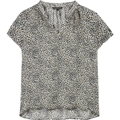 Bluse Shirt mit Tiermuster V-Ausschnitt - LUISA CERANO - Modalova