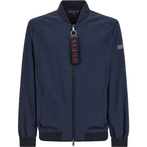 Marineblaue Herren Bomberjacke M3Gl02 G7V2 , Herren, Größe: XS - Guess - Modalova