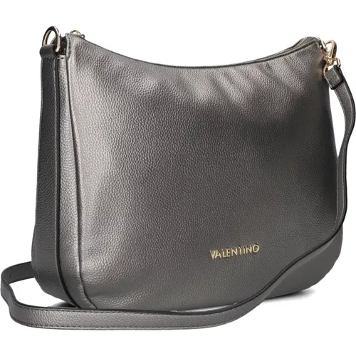 Schicke Silberne Schultertasche,Schwarze Leder Hobo Tasche mit goldenen Details - Valentino by Mario Valentino - Modalova