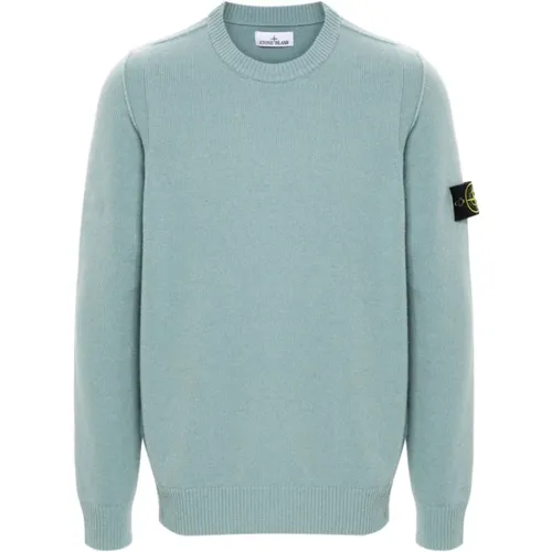 Gerippter Strickpullover Grau Blau , Herren, Größe: 2XL - Stone Island - Modalova