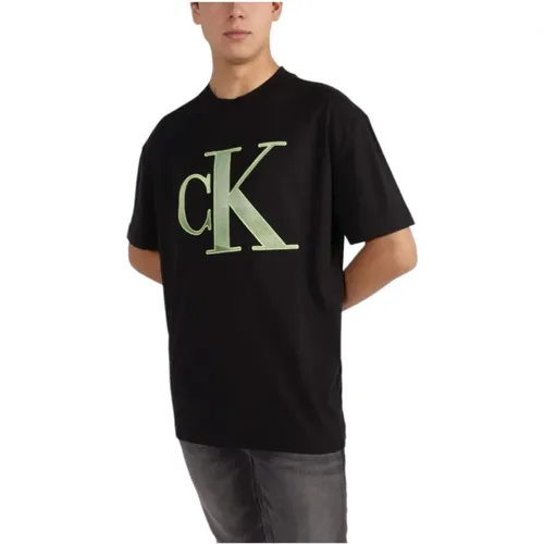 Perforated Monogram T-shirt , male, Sizes: L - Calvin Klein - Modalova