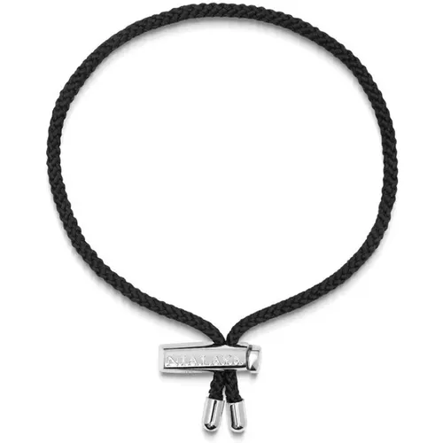 Adjustable Black String Bracelet with Silver Lock , male, Sizes: ONE SIZE - Nialaya - Modalova